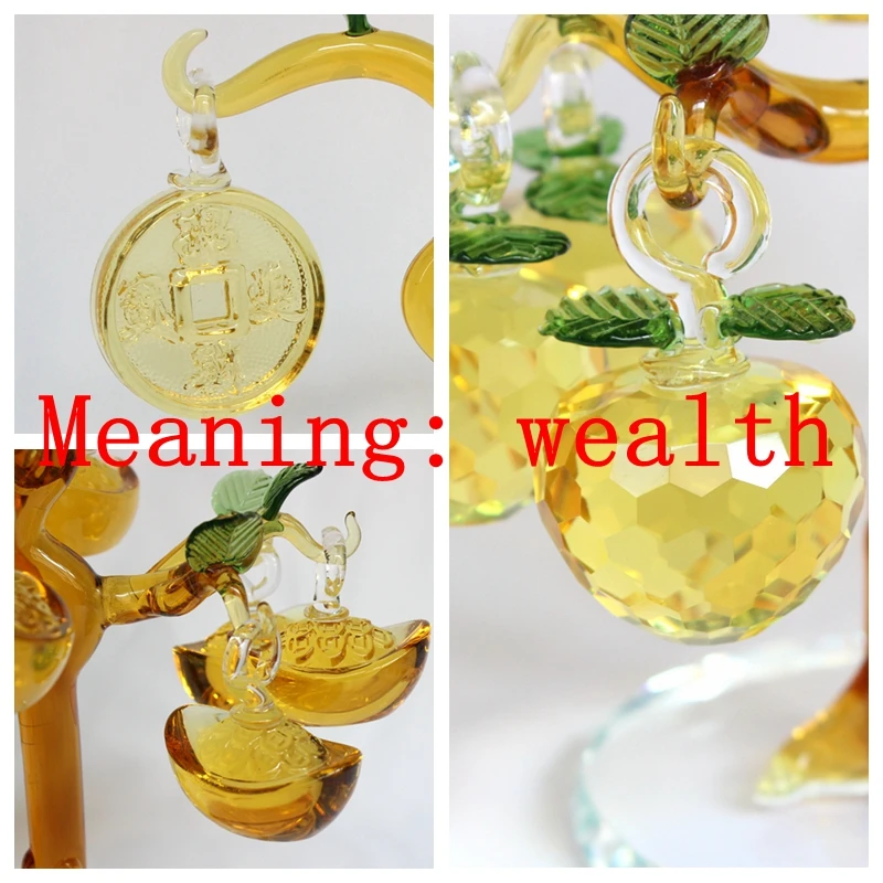 6 8 12 Hangs Gold Chirstmas Tree Hanging Ornaments Crystal Glass Apple Ingots Miniature Figurine Home Decorations Figurines