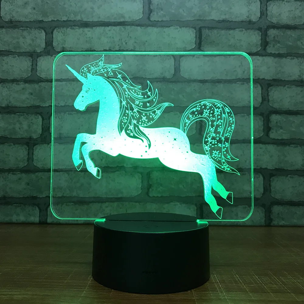 Unicorn Acrylic night light 7 color adjustable Action figure Room led decoration Wireless speaker Gifts A84