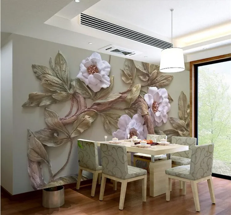 

Customize Any Size 3D Wallpaper Mural Stereoscopic Relief Flower Tree Living Room Bedroom TV Background Wall Decoration Mural