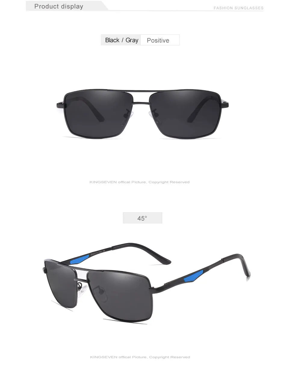 KINGSEVEN 2024 Marke Klassische Quadratische Polarisierte Sonnenbrille männer Fahren Männliche Sonnenbrille Brillen UV Blockieren Oculos N7906 – Detail 6