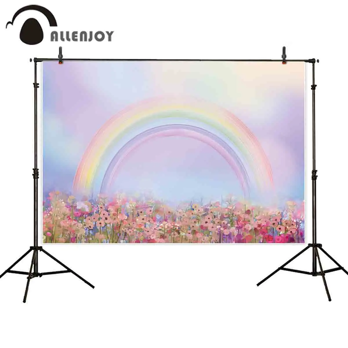 Allenjoy Fotografi Latar Belakang Cat Air Rainbow Flower Lukisan Anak-anak Paskah Latar Belakang Foto Studio Photocall Dicetak Dekorasi