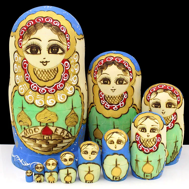 

10pcs/set Handmade Crafts Wooden Russian Nesting Dolls Creative Children Birthday Gifts Traditional Matryoshka Dolls Toys