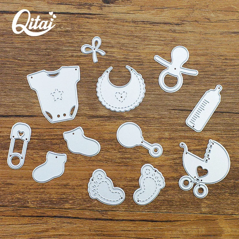 

Baby Set Stencil Metal Cutting Dies QITAI 12pcs/Set New Knives Practice DIY Scrapbooking Album Die Cutters Kids Handmade MD016