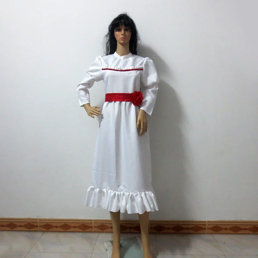 Movie Annabelle White Dress Long Sleeve Long Skirt Christmas Party Halloween Uniform Outfit Cosplay Costume Customize Any Size