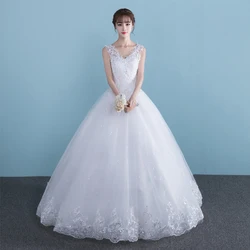 Luxury Wedding Dresses New Brides Marriage V-Collar Women's Sleeveless/Mid-sleeve Lace Up Wedding Dress Ball Gowns Dress