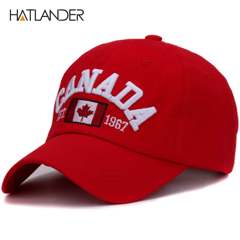 Hatlander brand Canada letter embroidery baseball caps cotton gorra snapback curved dad hat leisure outdoor women men sports cap