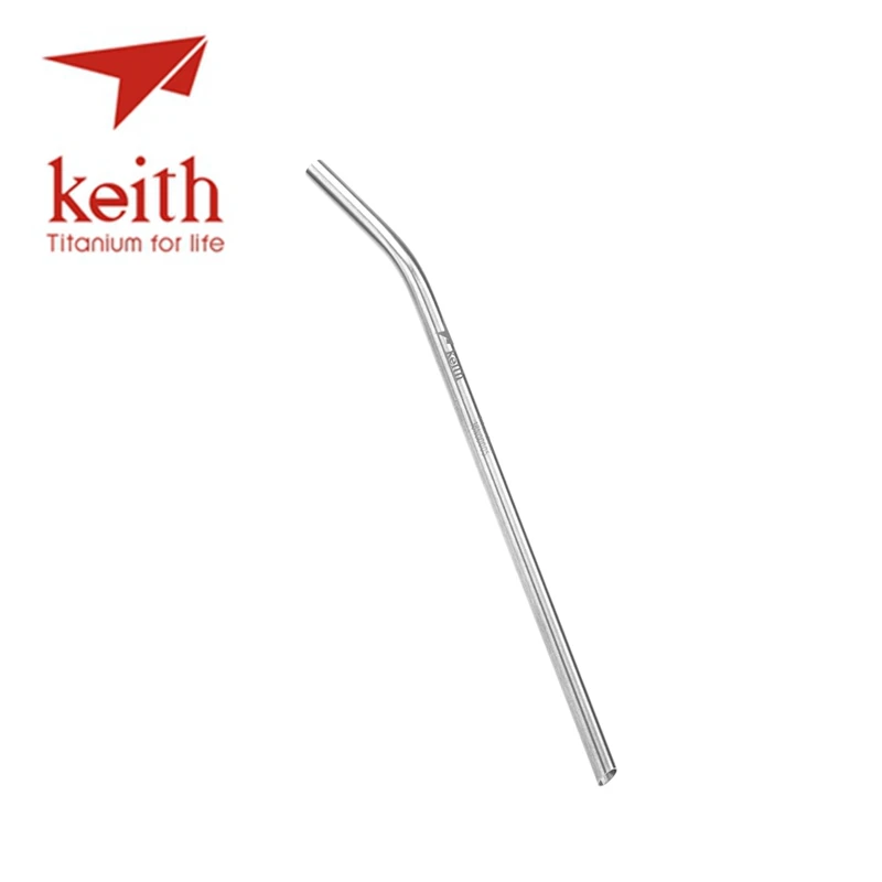 Keith Titanium Drinking Straw With 1 Clean Brush Bend And Straight Family Drink Straws Camp Hike Eco-friendly Food Grade 21cm