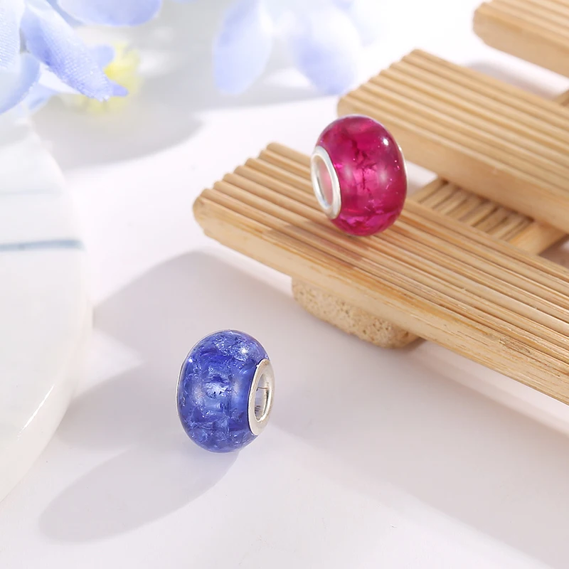 Neue Original Europäische Kunststoff-Muranoglas-Perle, Mehrfarbiger Regenbogen-Charm für Armbänder, DIY Damenschmuck – Detail 3