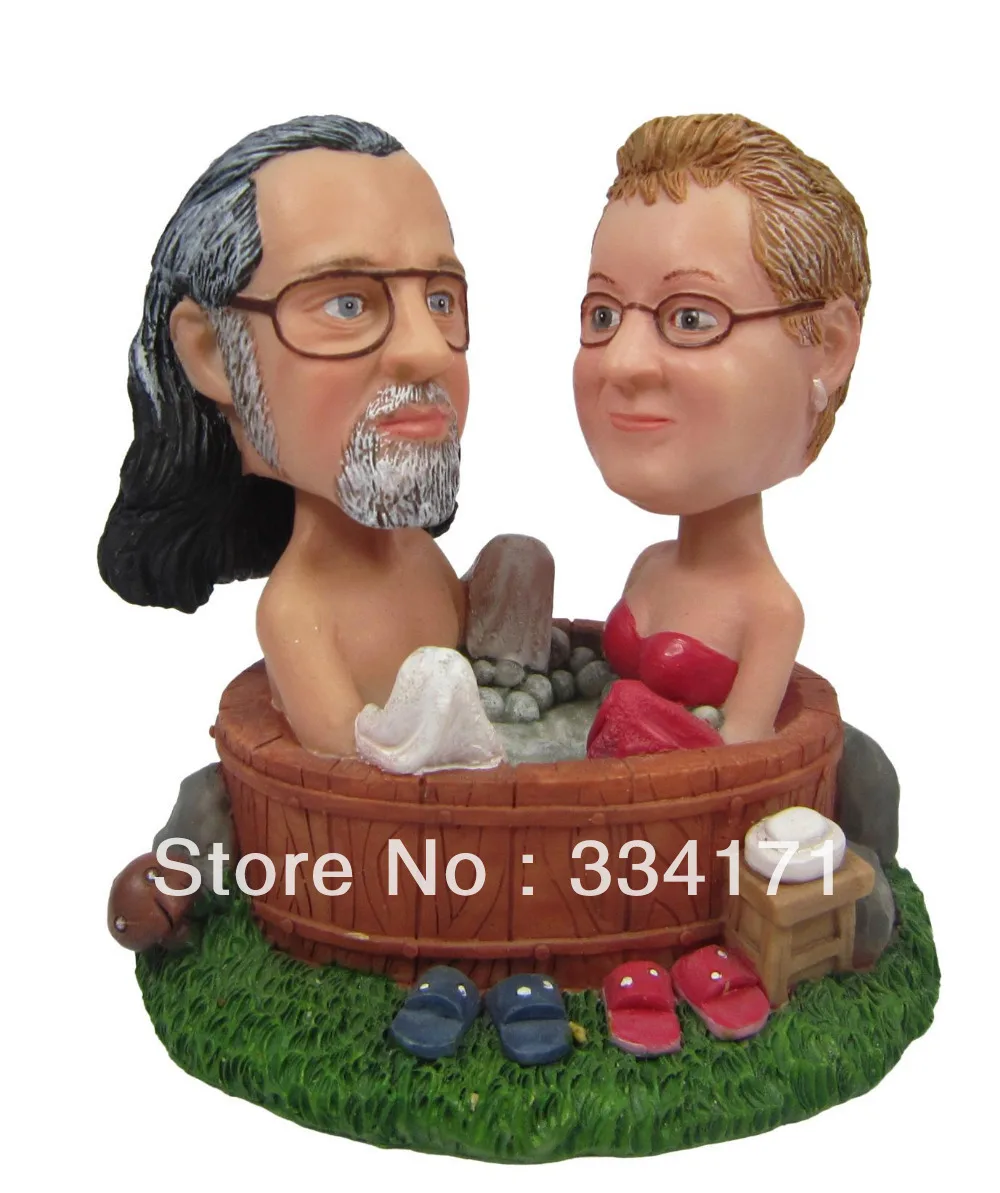 Fedex free shipping Personalized bobblehead doll have a bath  wedding gift wedding decoration polyresin