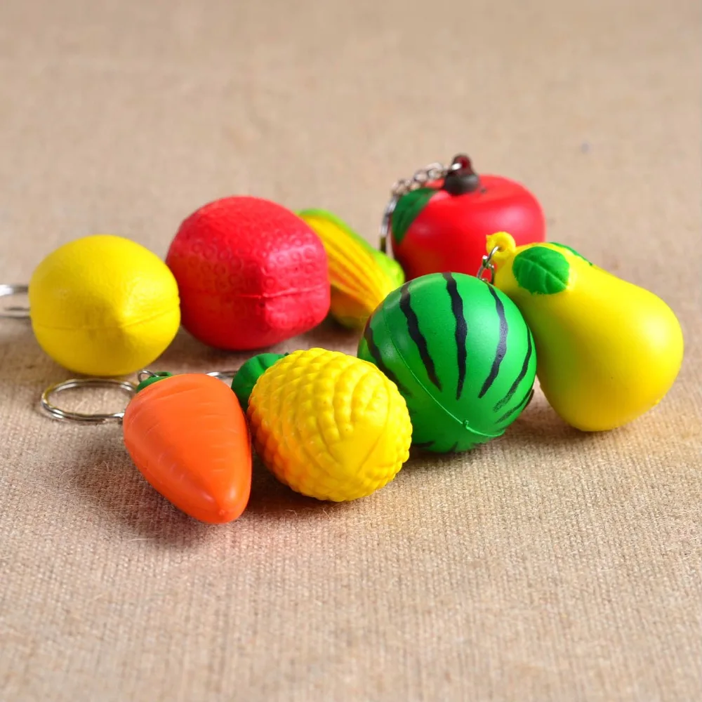 1PC Mini Cute Fruit Vegetable Keychain Simulation Fruit Cell Phone Charm Bag Keychain Pendant Decor Metal Craft MY 010