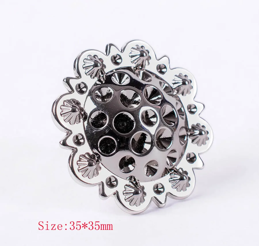 

Set of 5 WESTERN HORSE SADDLE TACK 1-3/8" Bright Silver BERRY CONCHOS screw back