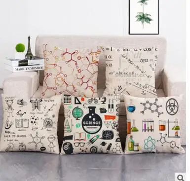 math formula cushion cover cotton linen chemical pillow cover decorative square throw pillowcase cover for back cushion sofa