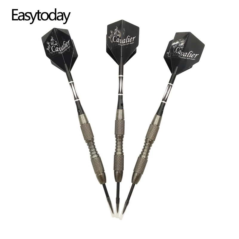 Easytoday 3Pcs/set High Quality Darts Steel Tip Tungsten Darts Metal Barrel Black Shafts Aluminum Plastic Darts Flights Games