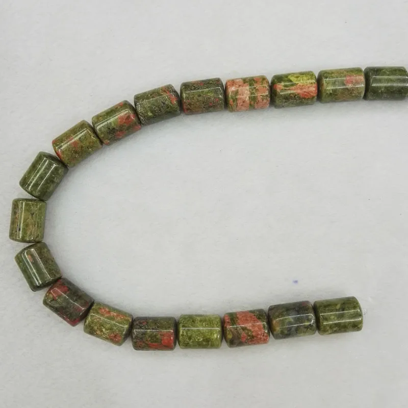 Wholesale Natural unakite cylinder Beads Natural stone tube beads cylinder beads 14mm*10mm 50pcs for  jewelry accessories