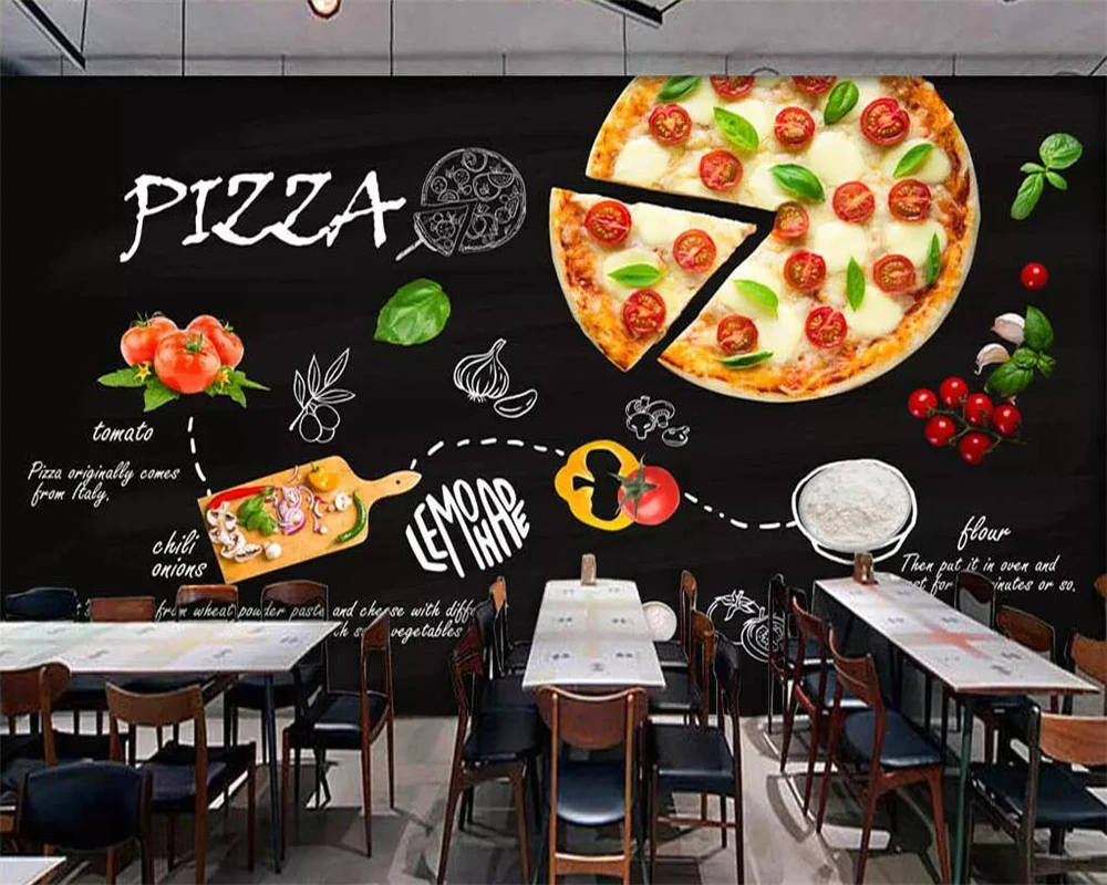 

Custom wallpaper murals black hand-painted Italian pizzeria Western restaurant background wall decoration mural 3d wallpaper