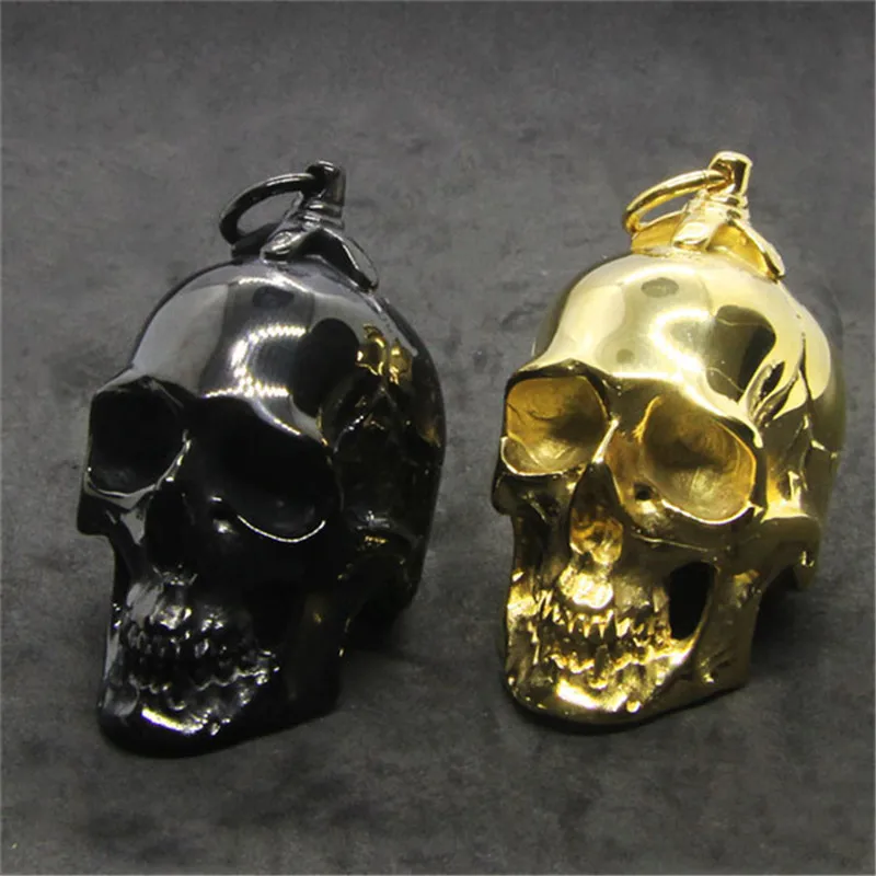 1pc Support Dropship Huge Heavy Cool Skull Pendant 316L Stainless Steel Jewelry Golden Black Big Skull Pendant