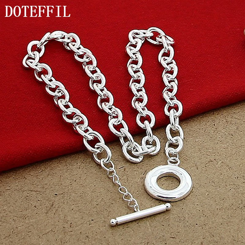 DOTEFFIL 925 Sterling Silver 18 Inch Original Base Chain Necklace OT Buckle For Women Man Wedding Engagement Fashion Jewelry