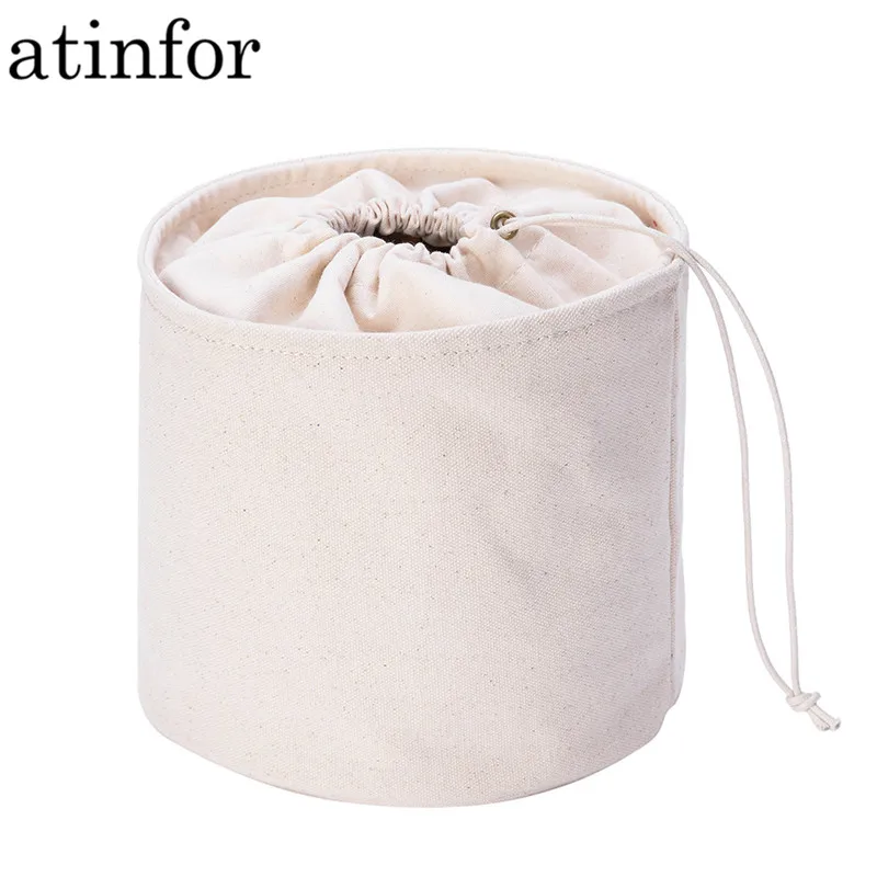 

atinfor Brand Eco Cotton Canvas Bucket Original Drawstring Makeup Bags Storage Cosmetic Bag Organizer Bag insert Bag for Handbag