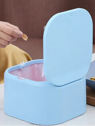 Desktop Push-Type Small Trash Can Small Cover Lazy Pull Machine Box-Level Living Room Table Mini Desk Coffee Table