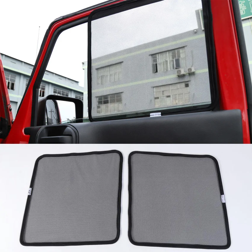 

JXKaFa Fit For Jeep Wrangler 2007-2017 Car Front Door Side Window Sunshades Cover Trim Styling Interior Accessories Steel Net