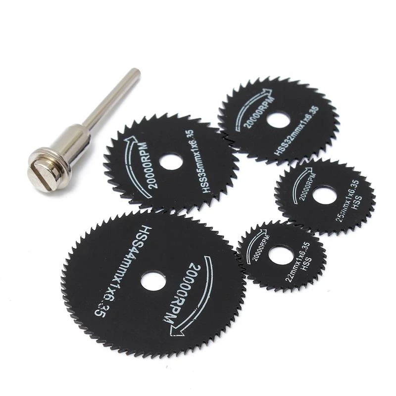 High Quality 6pcs/set Metal HSS Circular Saw Blade High Speed Steel Woodworking Cutting Discs For Dremel Rotary Tool