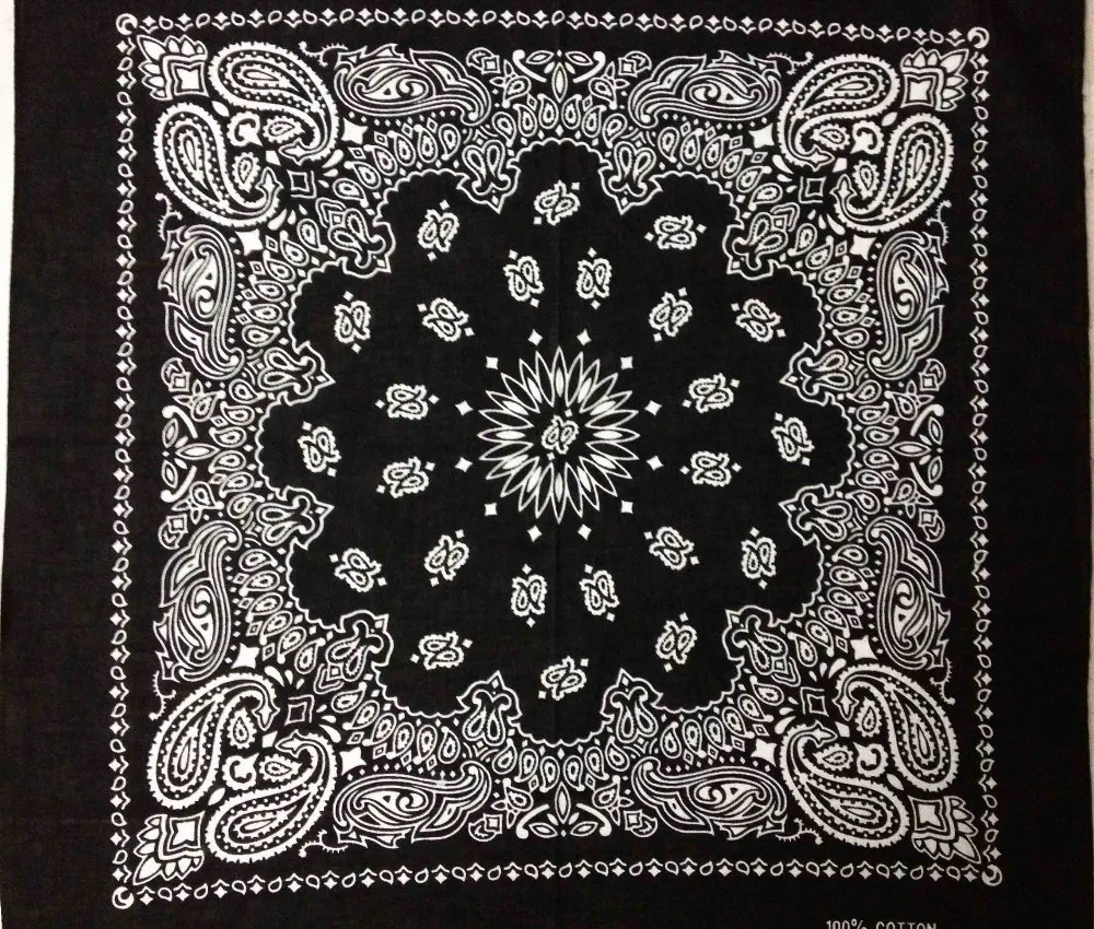 FOXMOTHER  New Hip Hop 100% Cotton 55cm*55cm Black Red Paisley Printed Bandanas For Women/Men/Boys/Girls