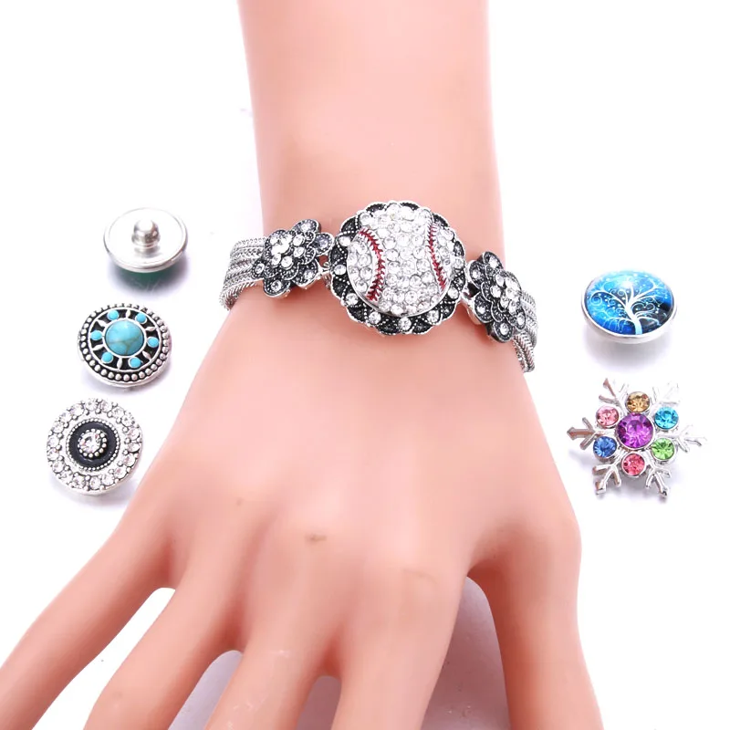 High Quality Snap Jewelry 18mm Snap Button Bracelet for Women Men Fit Snap Button Jewelry Button Bracelet Bangle