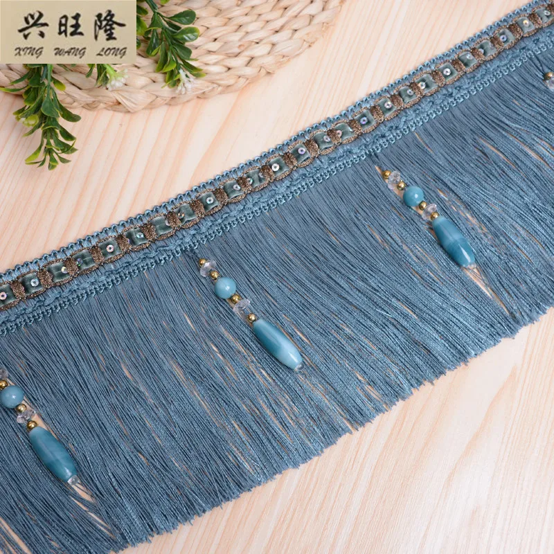 XWL 12M/Lot Jade Beads Curtain Lace Trim DIY Sewing Drapery Sofa Decorative Lace Ribbon Tassel Fringe Curtain Accessories Decor