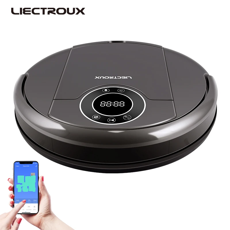 LIECTROUX Robot Vacuum Cleaner ZK808, WiFi App,3000pa Suction, Map Navigation, Smart Memory,UV Lamp,Wet Dry Mop,Brushless Motor