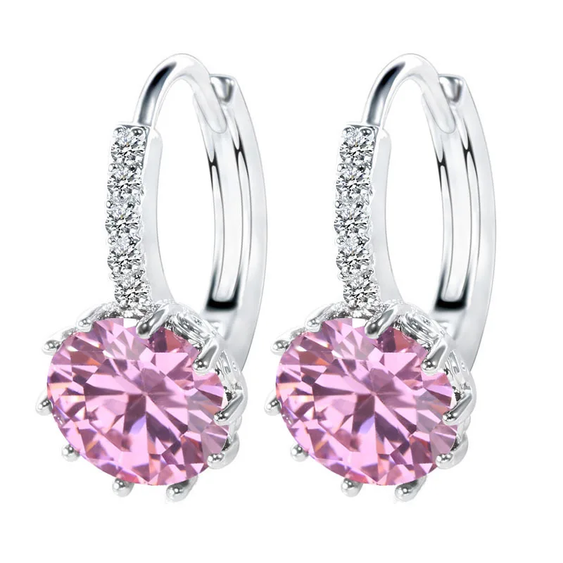 Boucles d'oreilles créoles en argent 925 pour femmes, mariage, fiançailles, cristal autrichien, bijoux fantaisie, meilleur cadeau pour les amoureux, vente en gros