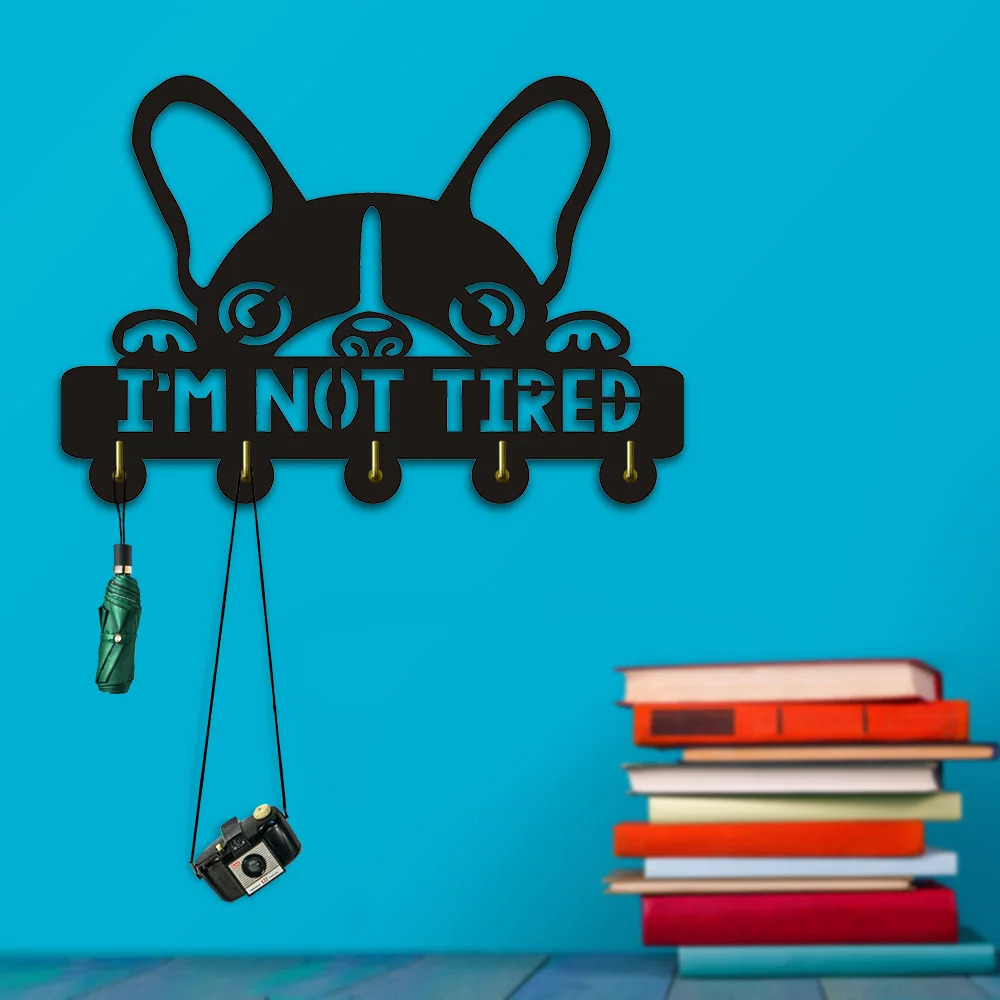 Boston Terrier Shape Kitchen Door Wall Hook Pug Hanger I am Not Tired Coat Keys Bags Holder Animals Clothes Hook