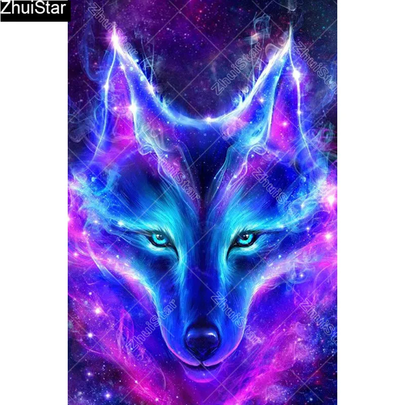 

Full Square 5D DIY Diamond Painting "Blue wolf" Embroidery Cross Stitch Mosaic Home Decor Gift CJ46