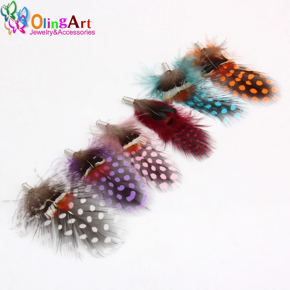 OlingArt Colorful Natural Pearl Feathers Tassel 10pcs 7cm Women Earrings Bracelet Choker DIY Jewelry Making  Keychain Pendants