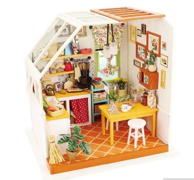 Jason's Kitchen Children Adult DIY Miniature Doll House Model Building Kits Dollhouse Learning Education Toys DG105