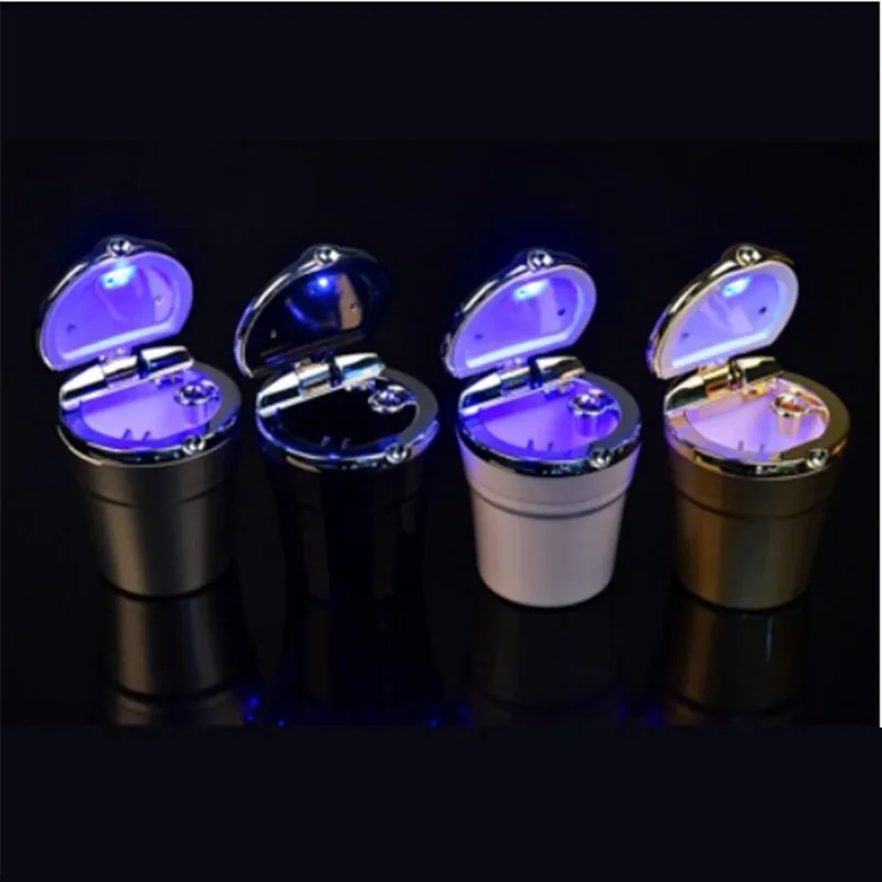 Durable portable car ashtray car interiors Home frame set black dolly travel cigarette ash holder LED lamp ashtray