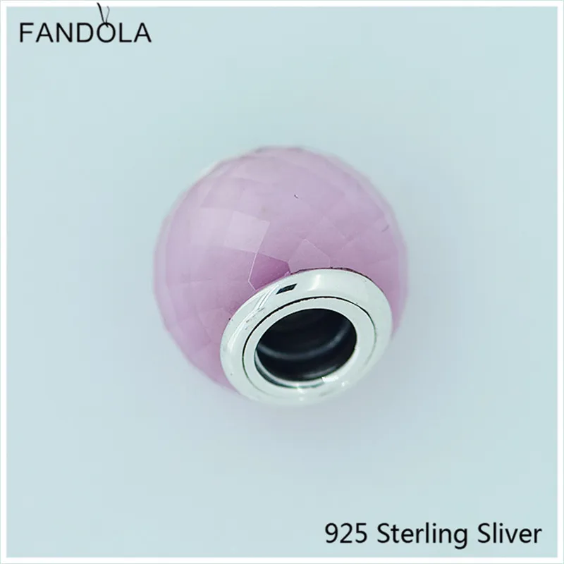 

925 пробы Серебряный Миниатюрный граней очарование, Розовый CZ Fit DIY бренд браслет из бисера ювелирные изделия для женщин Подарки