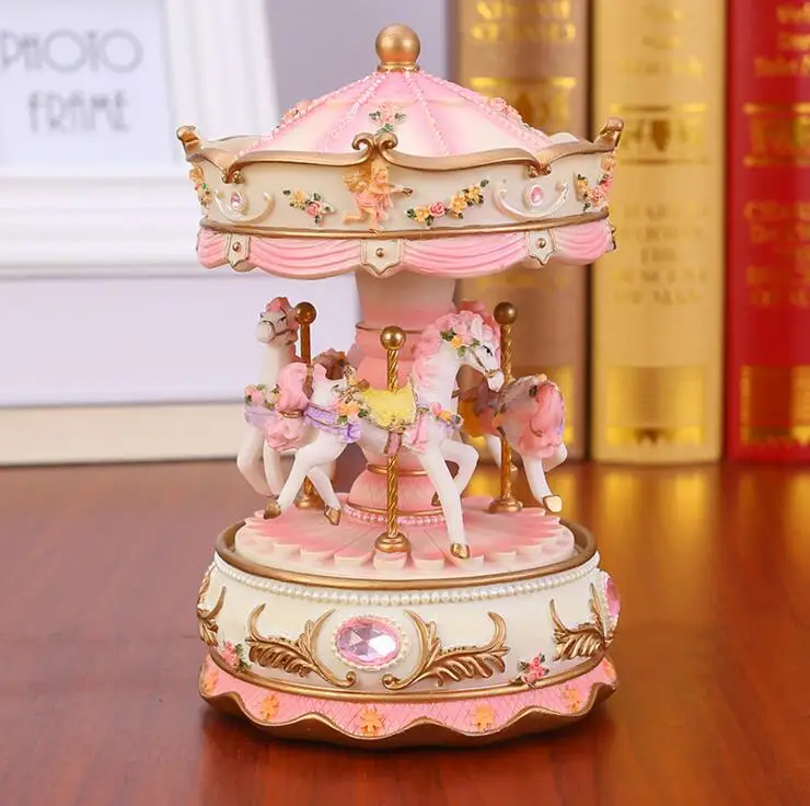 Creative Rotating Horse Crystal Ball Music Box Birthday Children's Day Christmas Kids Gifts Home Study Room Desktop Accessories