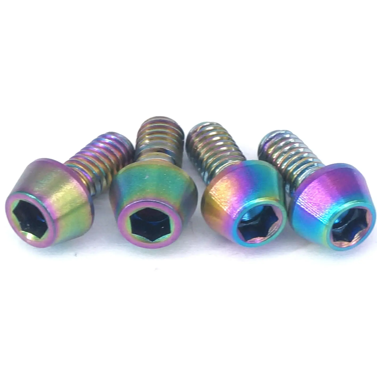 4 PCS M4x8mm Rainbow GR5 Titanium Cone head Bolts For Bike Rear Derailleur