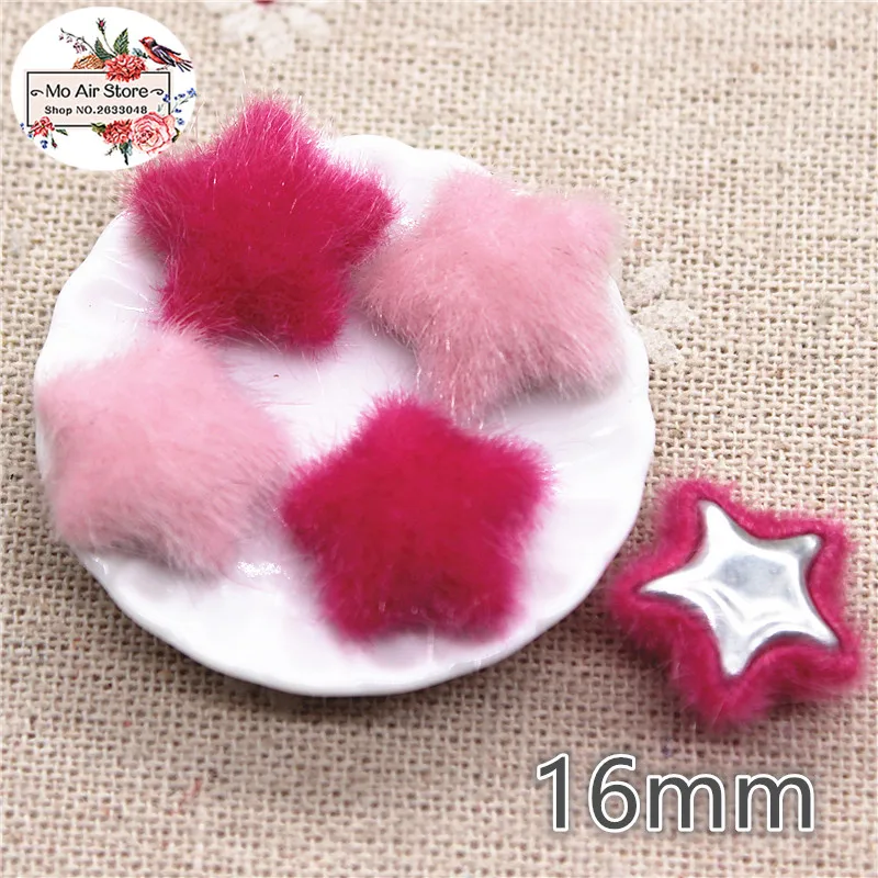 50pcs Pink Flatback Hairy Fabric Covered Heart/Square/Star Buttons Home Garden Crafts Cabochon Scrapbooking