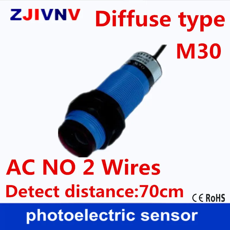 

Best quality ce approval M30 diffuse type AC NO normally open sensor photoelectric photocell switch distance 70cm 2 wires