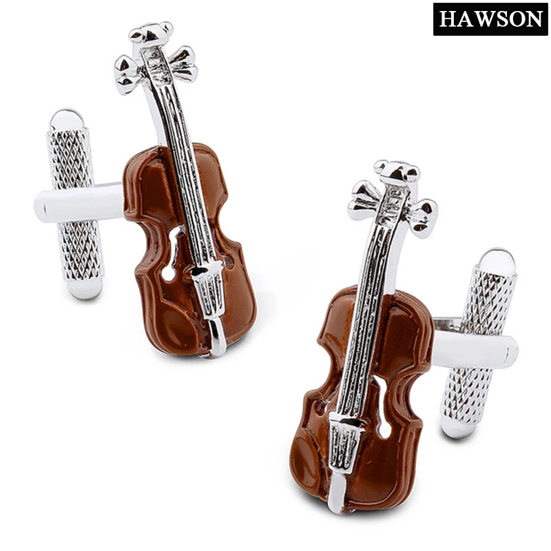 

Novelty Music Equipment Cuff Links Brown Violin Gift Cufflinks for Mens Luxury With Gift Box