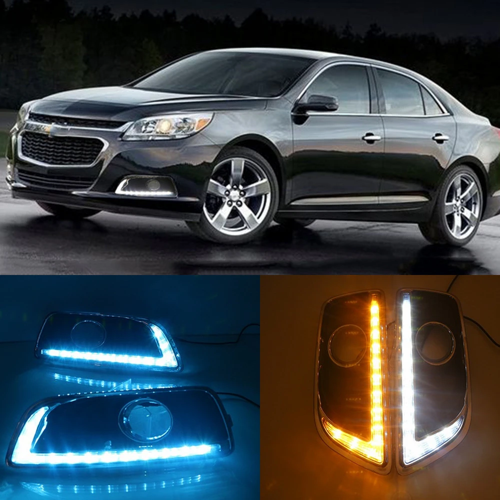 CSCSNL 1 set For Chevrolet Chevy Malibu 2011 2012 2013 2014 2015 LED DRL Daytime Running Lights fog Lamp cover turn signal