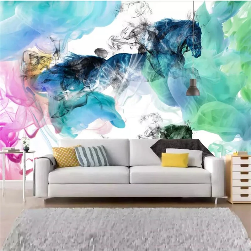 

wellyu papel de pared Horse to success abstract artistic concept ink background wall custom large mural green wallpaper