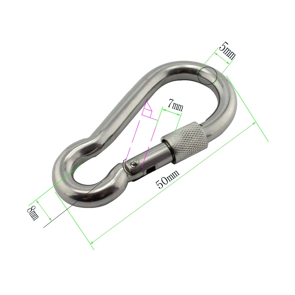 Roestvrij Schroef Vastgeschroefde Karabijnhaak Sus304 Roestvrij Staal 5-14Mm Din5299c Veerhaken Met Veiligheids Moer