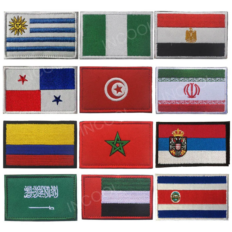 3D Colombia Morocco Uruguay Tunisia Serbia Srbija Costa Rica Nigeria Egypt Saudi Arabia UAE Panama Flag Embroidery Patches