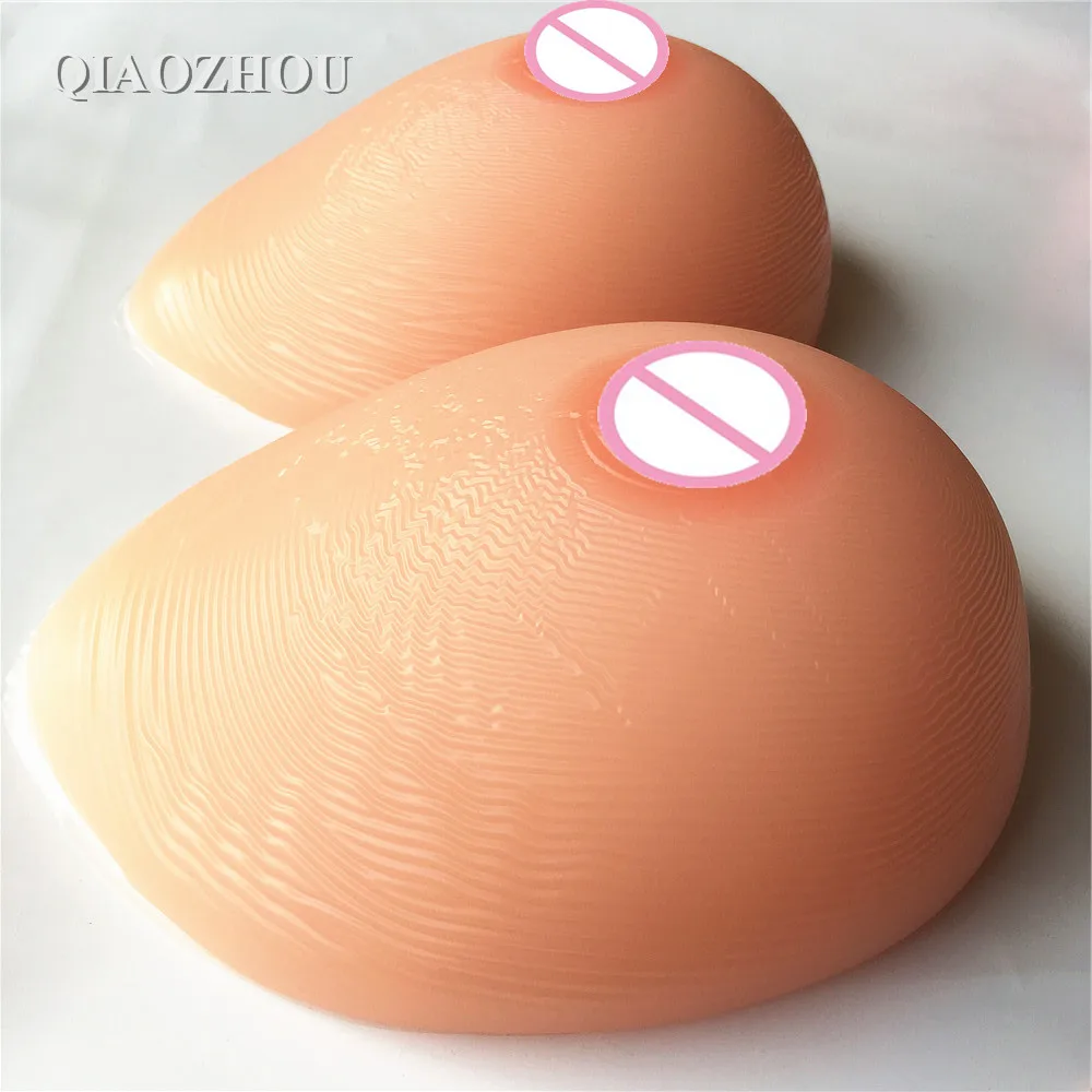 

4100g/pair teardrop silicone breast form shemale CD TD transgender fake boobs huge I cup nude&tan skin