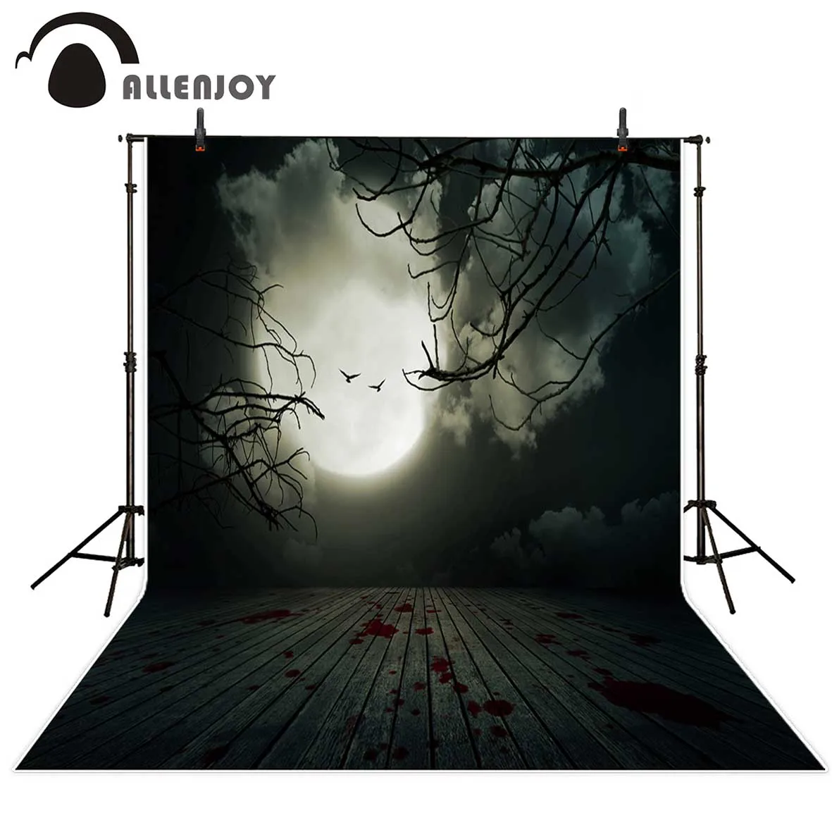 

Allenjoy photographic background Full Moon Floor Blood Horror Halloween backdrop photocall vinyl background excluding stand