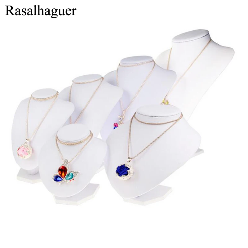 Mannequin 6Options WhitePU Jewellery Stand Storage Choker Holder with 6 Different Height Jewelry Display Bust Necklaces Pendants