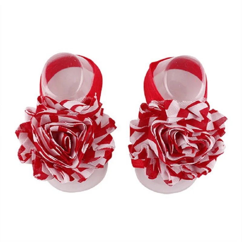 Wholesale Floral Baby Girls Foot Cover Flower Fashion Newborn Foot Slippers Elastic Foot Bands 300pairs/lot