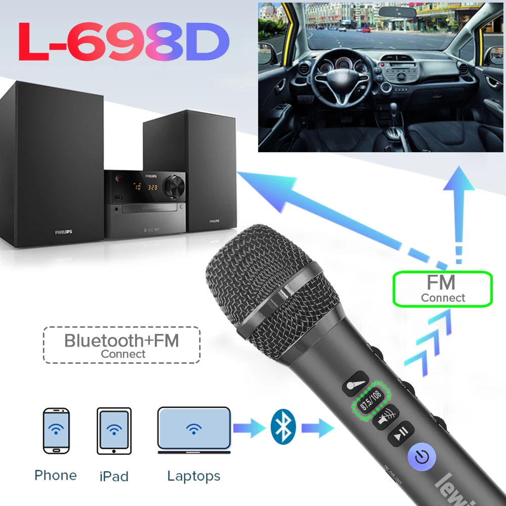 Imagem -05 - Lewinner L698d sem Fio Karaoke Microfone 20w Profissional Bluetooth Microfone Alto-falante com Dsp Chip Efeito de Som